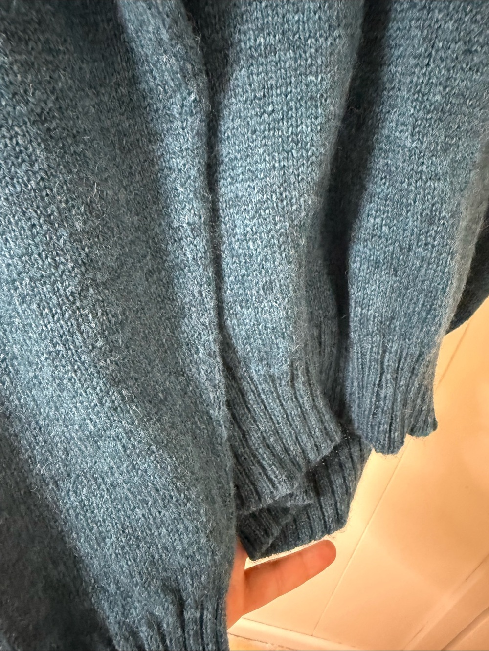 Essential V-Neck Sweater in Teal - Picture 4 of 7